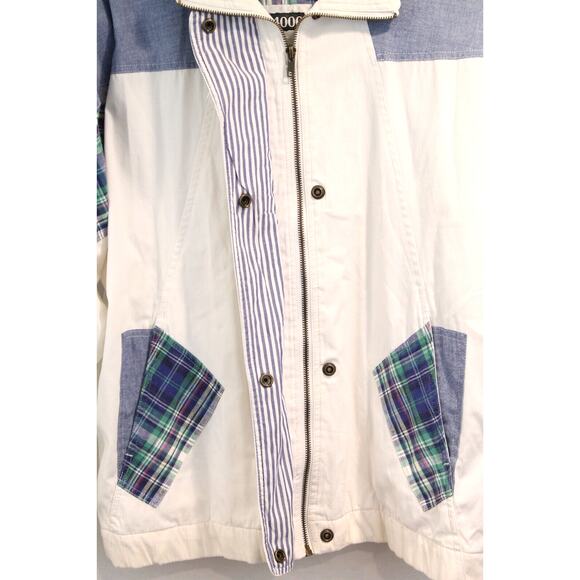 G4000 Vintage Patchwork Jacket Oversize S White Lined Hidden Full Zip Snap Up - Picture 6 of 9